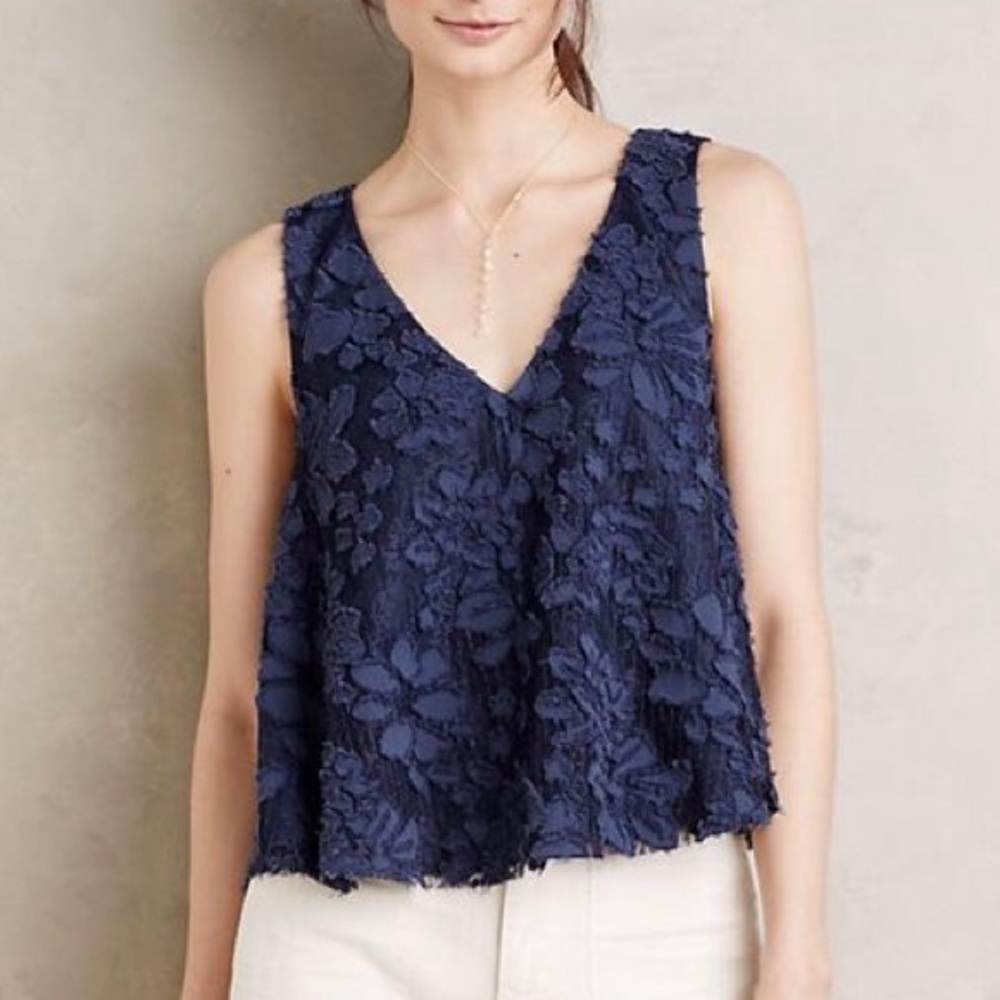 Anthropologie Navy Floral Tank | Kenia Swing Tank